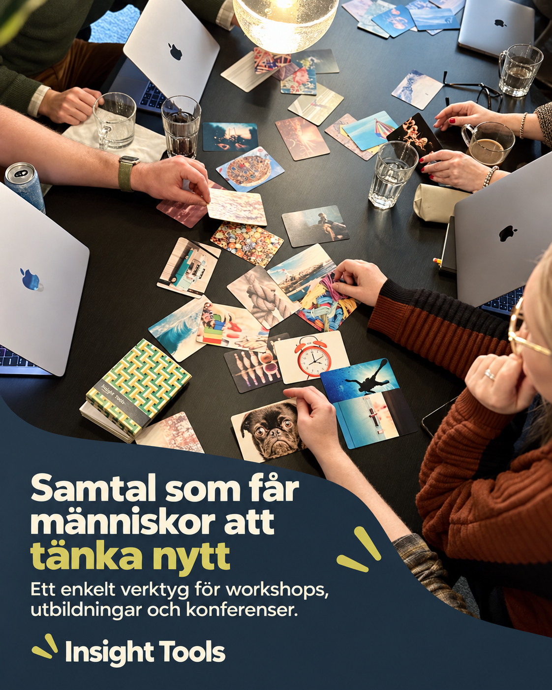 Teamets samtalspaket med kortlekar och anteckningsbok för teamutveckling
